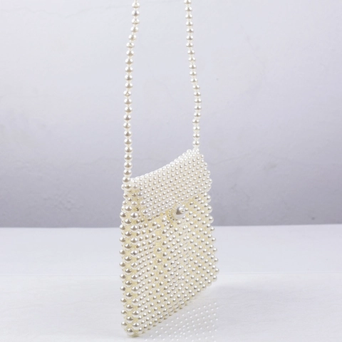 Elegante Borsa Tracolla In Künstliche Perle Artificiali Intrecciate A Mano Forma Dumpling Borsa Spalla Donna Festa Matrimonio Retro