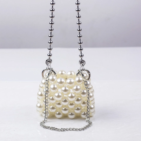 Mini Borsa A Tracolla Di Künstliche Perle Fatta A Mano Acrilico Perla Artificial Pochette Rossetto Doppia Catena Borsa Da Sera Trendy Donne