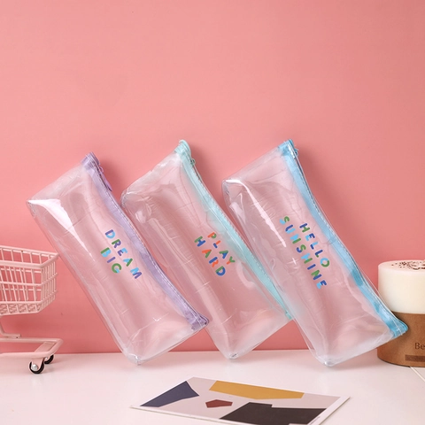 Simpatico Astuccio Trasparente in PVC Astuccio ad Alta Capacità Impermeabile con Cerniera e Stampa di Lettere per Scuola Ufficio Studenti Regalo