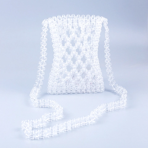 Borsa a Tracolla da Donna con Perline Fatte a Mano Intrecciata in Acrilico Perle Sintetiche Perle Galvanizzate Piccola Borsa Porta Cellulare