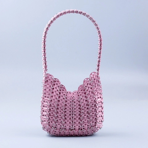 Handmade Metal Sequin Mesh Handbag Scale Link Cyberpunk Style Women Shoulder Bag Trendy Small Tote Unique Accessory
