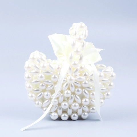 Borsa A Mano In Künstliche Perle E Acrilico Intrecciata A Mano Borsa Da Sera A Forma Di Ventaglio Con Fodera In Raso Per Matrimoni