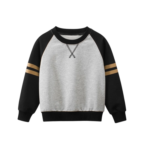 Sudadera Para Niños Pequeños Algodón Manga Ranglán Bloque De Color Rayas Manga Larga Cuello Redondo Top Deportivo Casual