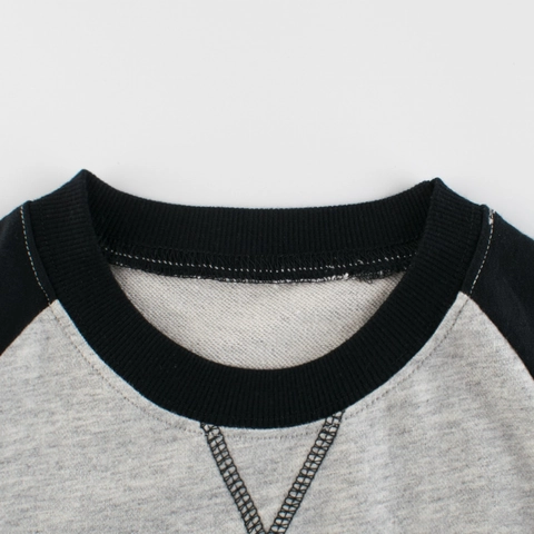 Sudadera Para Niños Pequeños Algodón Manga Ranglán Bloque De Color Rayas Manga Larga Cuello Redondo Top Deportivo Casual