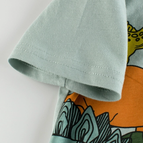 Jungen Kurzarm T-Shirt Weiche Atmungsaktive Baumwolle Cartoon Dinosaurier Print Sommer Casual Rundhalsausschnitt Tee