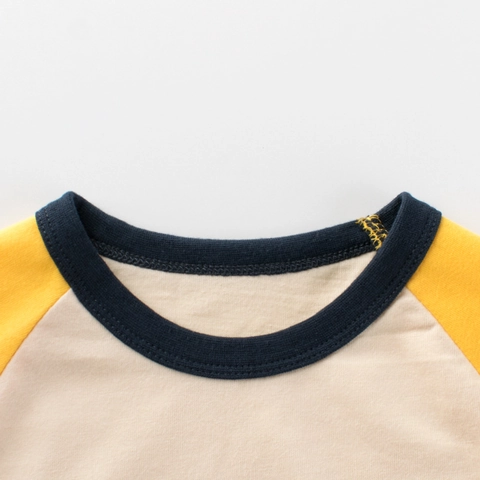 Maglietta A Maniche Lunghe Da Ragazzo In Cotone Raglan Colori A Contrasto Stampa Leone Calcio Sportivo Top Per Bambini