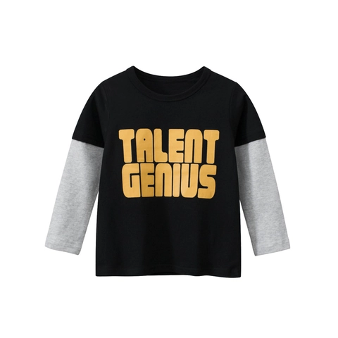 Αγόρια Μακρυμάνικο T-Shirt 100% Βαμβάκι Ψεύτικο Layered Γράμμα Εκτύπωση Casual Φθινόπωρο Άνοιξη Παιδικά Tops