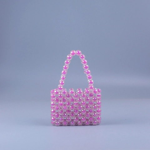 Mini Handgewebte Handtasche Aus Acrylperlen Bunte Schillernde Transparente Clutch Für Damen Süßer Bonbonfarben-Stil Mode