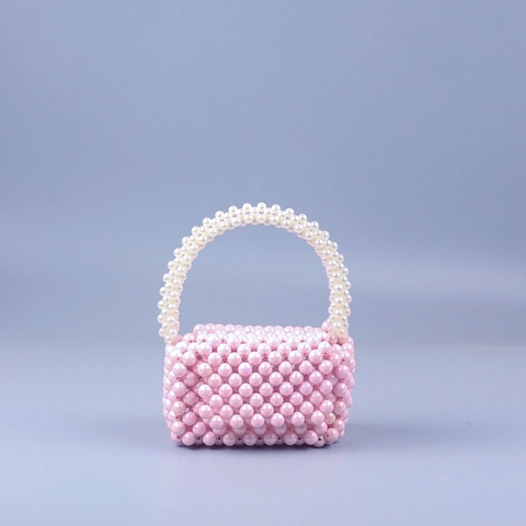 Mini Handbag Acrylic Faux Artificial Pearl Beaded Handmade Woven Sweet Evening Wedding For Women