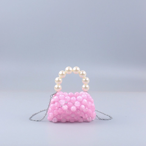 Mini Bolso De Cuentas Con Asa De Perlas Artificiales Acrílico Cuentas Bolso Bandolera Retro Macaron Color Bolso De Hombro Mujeres