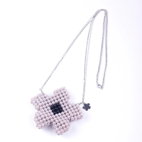 Handmade Beaded Mini Crossbody Bag Acrylic Artificial Pearl Star Flower Shape Metal Chain Strap Fashion Accessories For Women