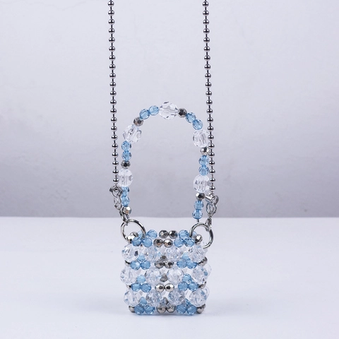 Handgefertigte Mini Acryl Perlen Handtasche Transparente Quadratische Umhängetasche Mit Metallkette Für Frauen Mädchen