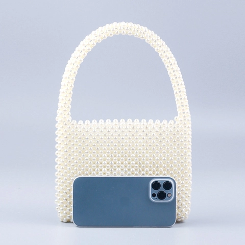 Sac À Main Künstliche Perles Imitation Fait Main Acrylique Élégant Rétro Fête Mariage Mini Sac Fourre-Tout Pour Femmes