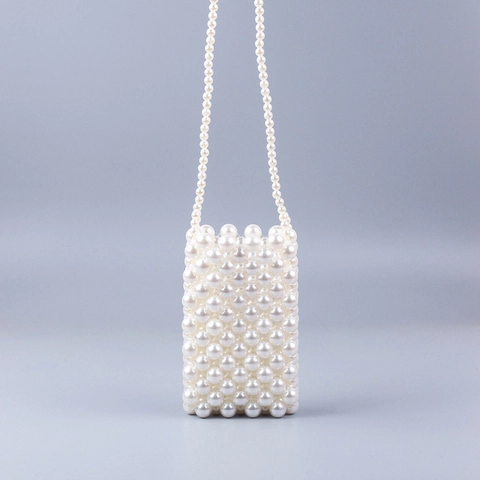 Sac À Bandoulière Pour Téléphone En Künstliche Perles Artificielles Mini Sac Élégant Tissé À La Main Pour Femmes