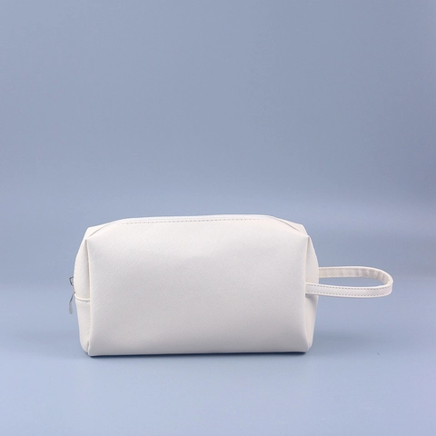 Borsa Per Trucchi Minimalista In Pelle PU Grana Incrociata Organizzatore Da Viaggio Pochette Per Cosmetici Con Manico