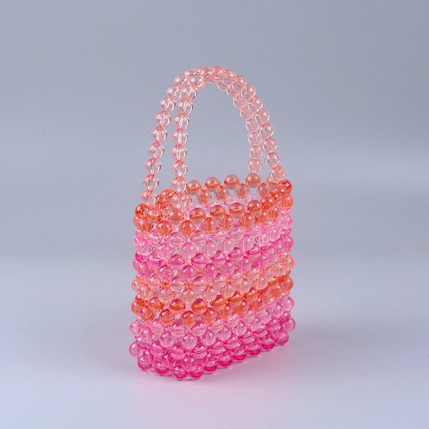 Handgewebte Acryl Perlen Handtasche Klare Farbverlauf Eimer Tasche Sommer Mode Tote Für Frauen
