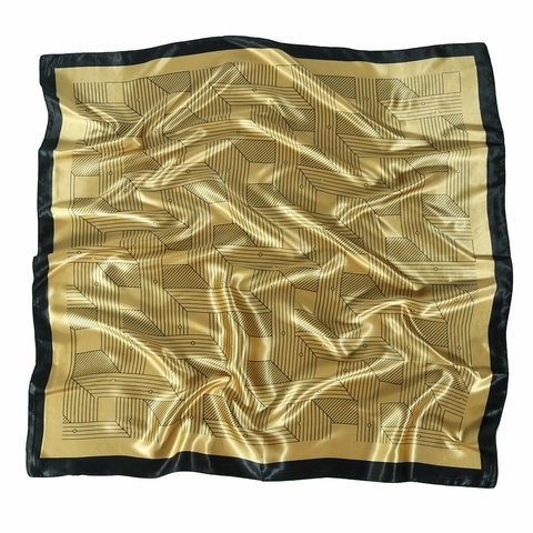 Carré de Soie Satin Vintage pour Femme Élégant Imprimé Floral Géométrique Foulard Soyeux Châle Accessoire de Mode Cadeau