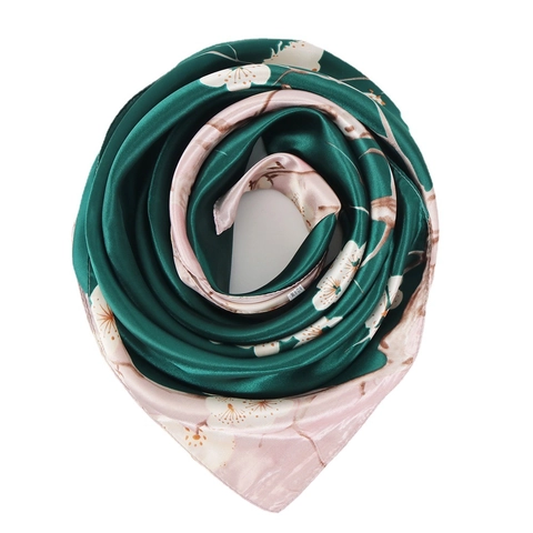 Eleganter Quadratischer Schal Aus Satin-Satinnimitat Mit Blumendruck Glänzend Glatt Retro-Hidschab Für Damen
