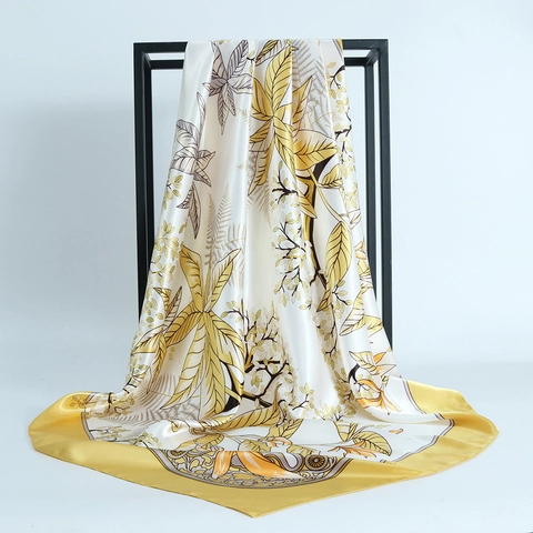 Elegante Foulard Quadrato In Finto Raso Di Seda Con Stampa Floreale Avvolgimento Decorativo Per Testa E Collo Donna Viaggio Hijab