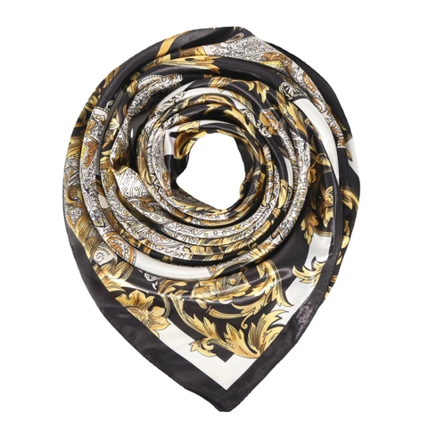 Vintage Baroque Floral Print Square Scarf Faux Satin Satin Head Wrap For Women Elegant Decorative Neck Kerchief
