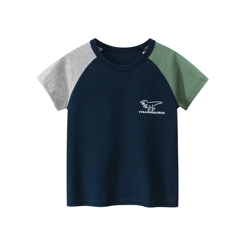 Maglietta Da Ragazzo Cotone Traspirante Morbido Estate Casual Dinosauro Cartone Animato Manica Raglan Bambini