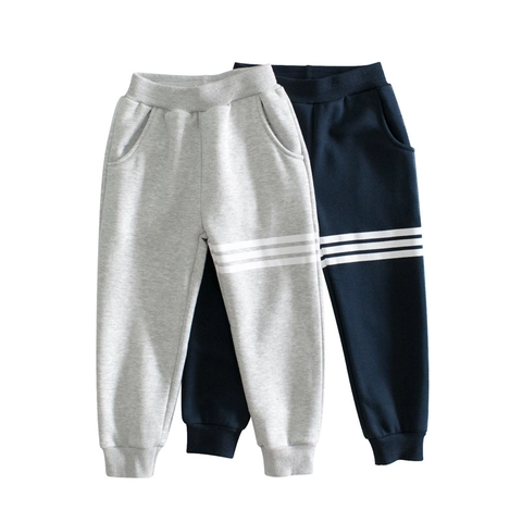 Kids Fleece Lined Sports Pants Toddler Boys Girls Cotton Blend Striped Jogger Sweatpants Warm Winter Tracksuit Bottoms