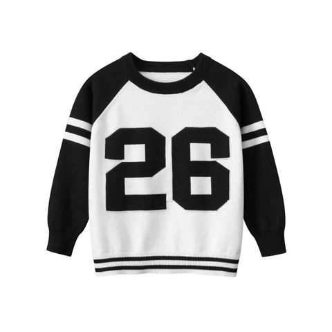 Pull En Maille De Coton Pour Garçons Style Varsity Manches Raglan Col Rond Graphique Rayé Haut