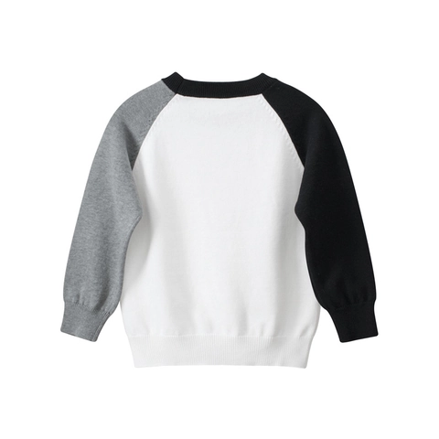 Pull En Tricot Pour Enfants Pur Coton Color Block Manches Raglan Pull À Col Rond Vêtements Décontractés Garçons