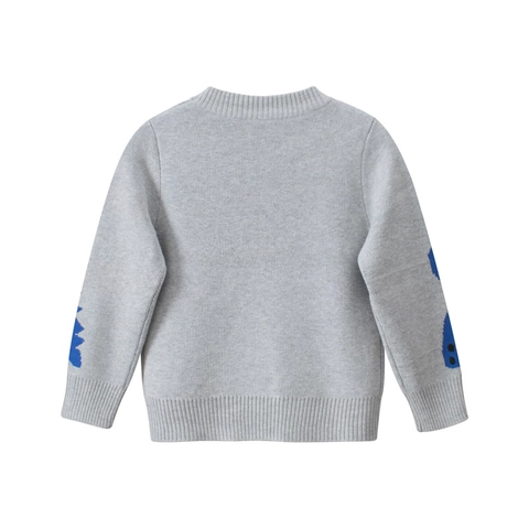 Maglione In Maglia Per Bambini Ragazzi Pullover Manica Lunga Girocollo Misto Cotone Motivo Dinosauro Cartone