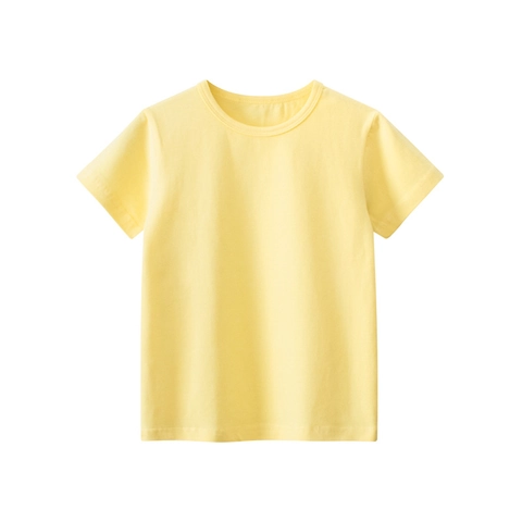 Boys Summer Short Sleeve T-Shirt Cotton Spandex Blend Round Neck Basic Solid Color Casual Children Top For Toddlers