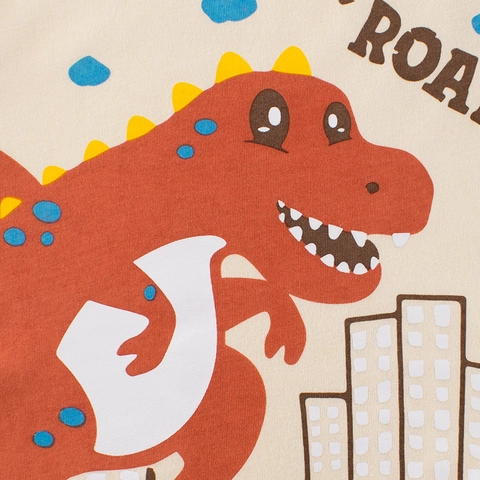 Kinder Reine Baumwolle Ärmellos Tank Top Jungen Cartoon Dinosaurier Druck Sommer Aprikose Kontrast Einfassung Weste Top