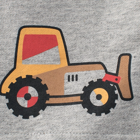 Kids Boys Cartoon Excavator Print Cotton Shorts Summer Casual Soft Breathable Heather Grey Sweat Shorts For Toddlers