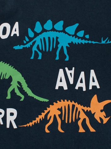 Jongens Shirt Lange Mouwen Puur Katoen Gelaagd Ontwerp Dinosauriër Skelet Print Ronde Hals Herfst Kinder Tops