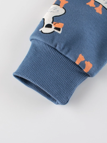 Jungen Casual Fleece Gefüttert Sweatshirt Allover-Druck Cartoon Ente Sonnenbrille Muster Baumwollmischung Warm Rundhals Top