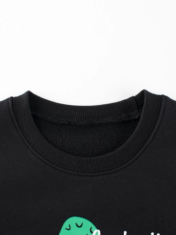Sudadera para Niños Estampado de Cocodrilo en Monopatín con Forro Polar Cuello Redondo Manga Larga Pullover Otoño Invierno Top Casual