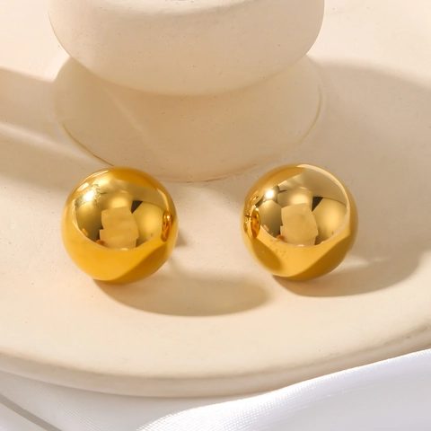 Dome Oorknoppen 18K Verguld Roestvrij Staal Halfbolvormig Spiegelgepolijst Minimalistisch Vintage Sieraden Voor Vrouwen