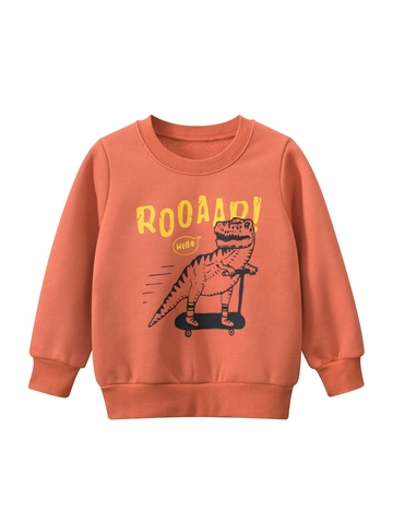 Jungen Sweatshirt Fleece Gefüttert Cartoon Dinosaurier Langarm Rundhalsausschnitt Lässiges Warmes Oberteil
