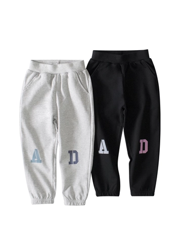 Boys 100% Cotton Sport Sweatpants Letter Print Elastic Waist Casual Joggers For Kids Autumn Winter Soft Breathable Fashion Pants