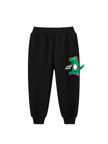 Jungen Baumwolle Jogginghose Cartoon Dinosaurier Print Sweatpants Mit Skateboard Muster Für Kleinkinder