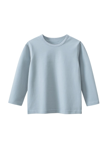 Maglietta da Bambino in Misto Cotone Tinta Unita Manica Lunga Casual Girocollo Sottogiacca per Ragazzi Primavera Autunno