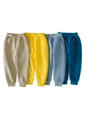 Boys Casual Fleece Sweatpants Solid Color Elastic Waist Ribbed Cuffs Toddler Sports Joggers Thick Warm Pants For Kids