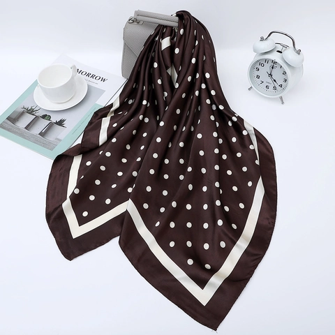 Elegant Women Satin Square Scarf Polka Dot Floral Leopard Print Silk Like Scarf Headscarf For Hair Wraps Accessories