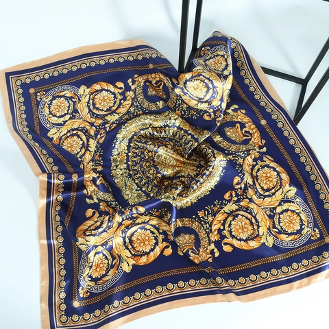 Vintage Barock Paisley Druck Satin Quadratischer Schal Für Damen Großer Seidig Kopfschal Hijab Mode Taschenschal Accessoire