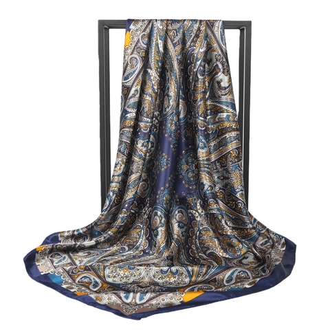 Pañuelo Cuadrado Vintage Paisley Satén Símil Satén Estampado Floral Bandana Envoltura Cabello Para Mujeres Estilo Bohemio Retro