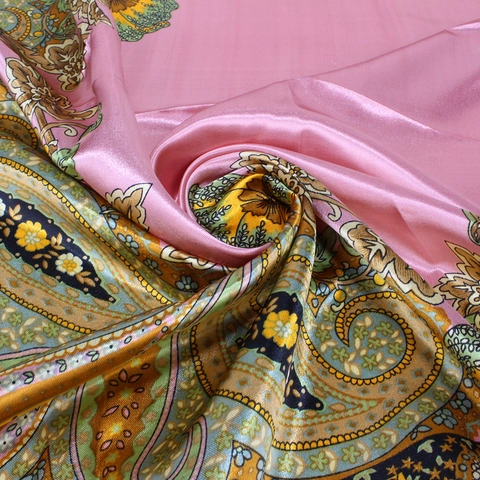 Vintage Paisley Print Satin Square Scarf Silk Like Headscarf Large Bandana For Women Decorative Hair Scarf Neck Wrap