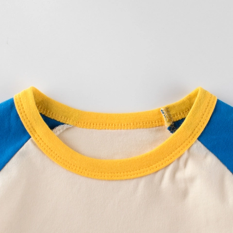 Kinder Cartoon Ente Kürbis Print T-Shirt Reine Baumwolle Kurzarm Raglan Kontrastfarbe Lässiges Sommer Oberteil Für Jungen