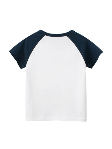 Jongens Raglan T-Shirt Met Korte Mouwen Puur Katoen Cartoon Letterprint Casual Zomer Ronde Hals Kinderen Tops