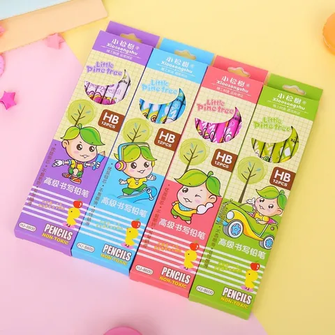 Crayons En Bois HB Avec Gomme Imprimé Dessin Animé Écriture Douce Non Toxique Pour Étudiants Fournitures Scolaires