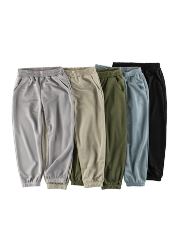 Boys Jogger Pants Kids Summer Thin Breathable Viscose Blend Casual Sports Trousers Elastic Waist With Pockets Solid Color