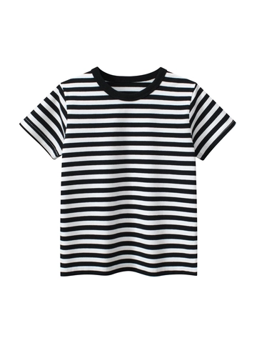 Kids Boys Short Sleeve T-Shirt Striped Crew Neck Stretch Cotton Casual Summer Top Breathable Soft